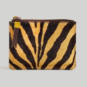 BNWT Madewell Small Travel Zip Pouch Travel Wallet Zebra Calfhair